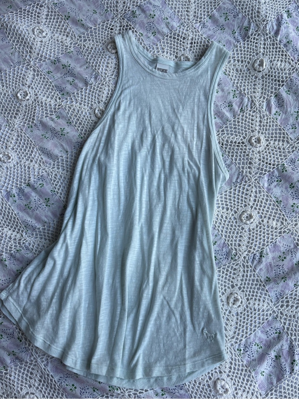 Y2K Victoria’s Secret PINK light teal blue cotton tank top